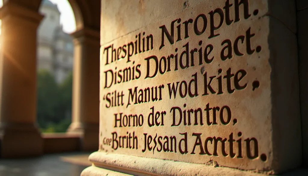 Inscription latine ancienne gravée dans la pierre, évoquant la notion de spiritualité en latin et l'héritage de la tradition romaine chrétienne