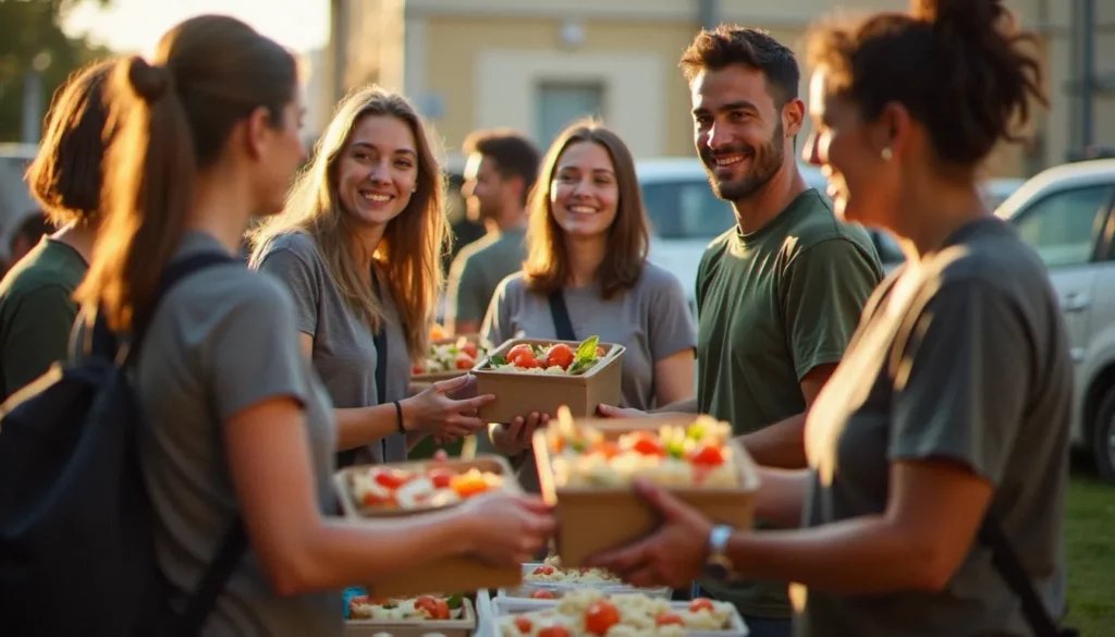 entraide solidarite 13 featured Des bénévoles distribuant des repas chauds dans un quartier des Bouches-du-Rhône, incarnant l'entraide solidarité 13 au quotidien