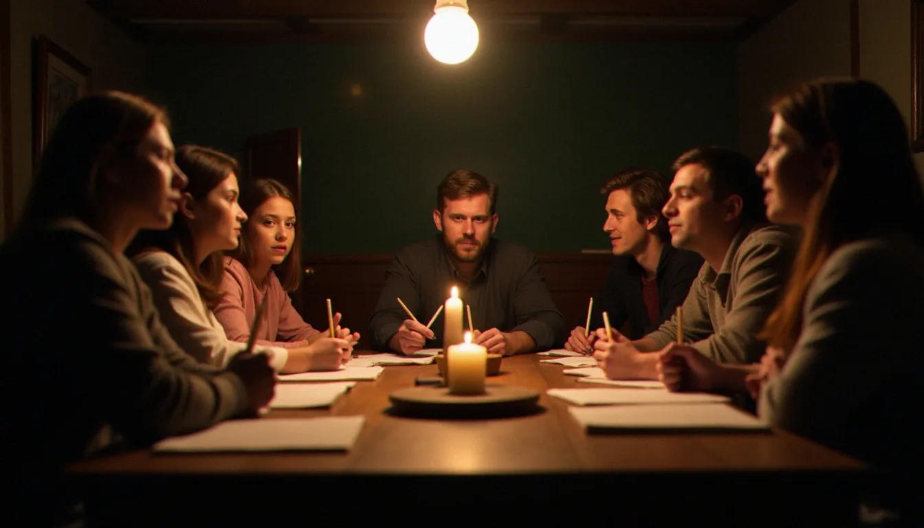 Un groupe de bénévoles réunis autour d'une table en bois dans une salle associative, incarnant la transformation du rapport à l'autre par les spiritualités radicales