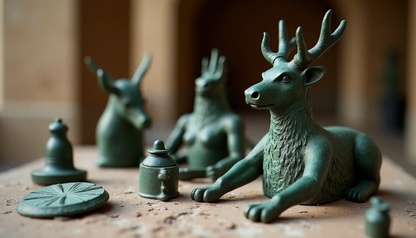 Figurines votives gauloises en bronze représentant des divinités celtiques dont Cernunnos, témoins des cultes religieux pratiqués en France avant le christianisme