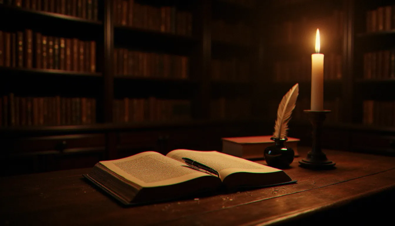 Une bibliothèque du XVIIIe siècle éclairée à la bougie avec des ouvrages philosophiques des Lumières, cadre des réflexions fondatrices sur la religion naturelle