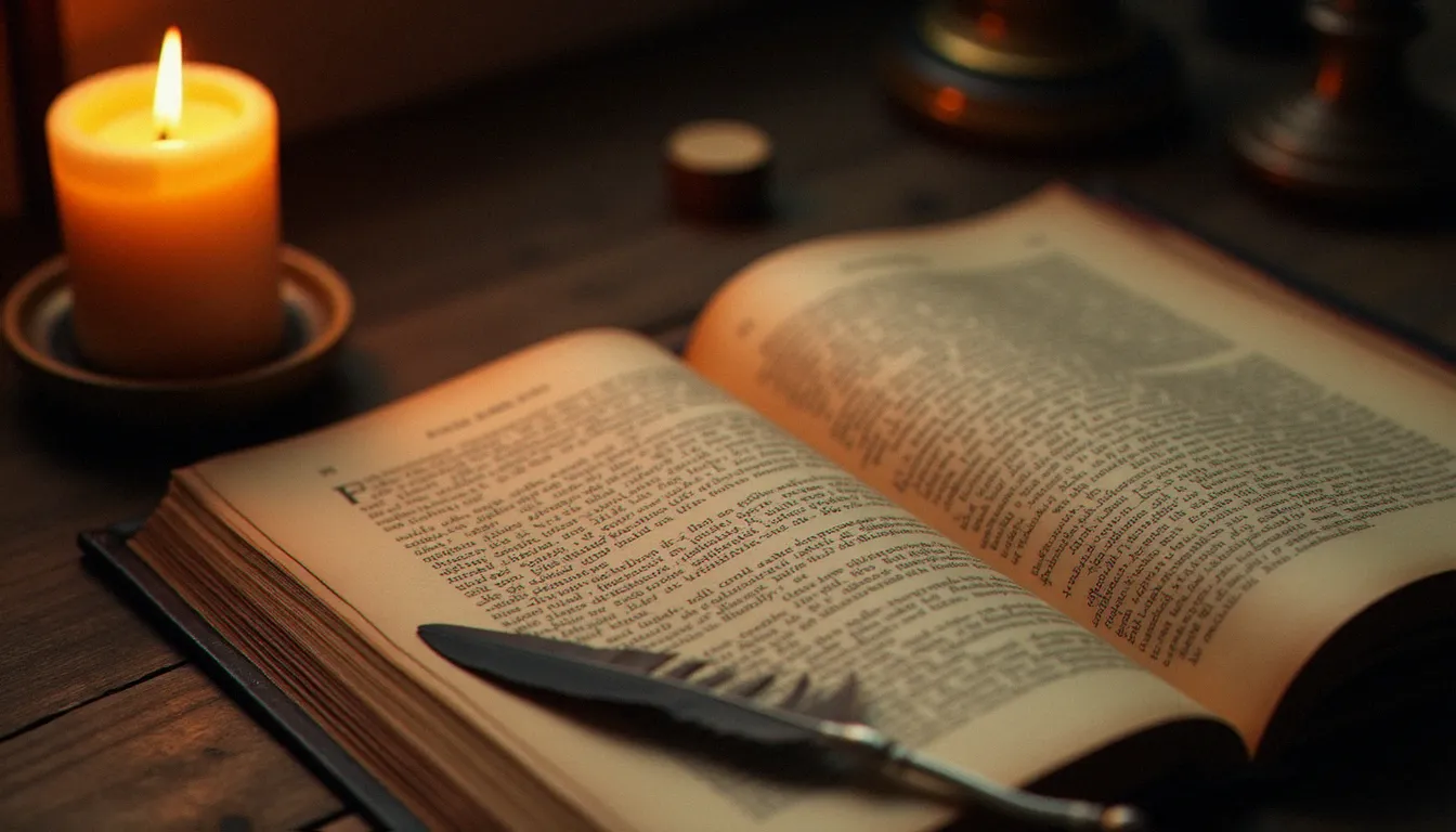 Vieux livre de philosophie ouvert à la lumière d'une bougie, évoquant les grands textes fondateurs de la religion naturelle de Cicéron à Kant