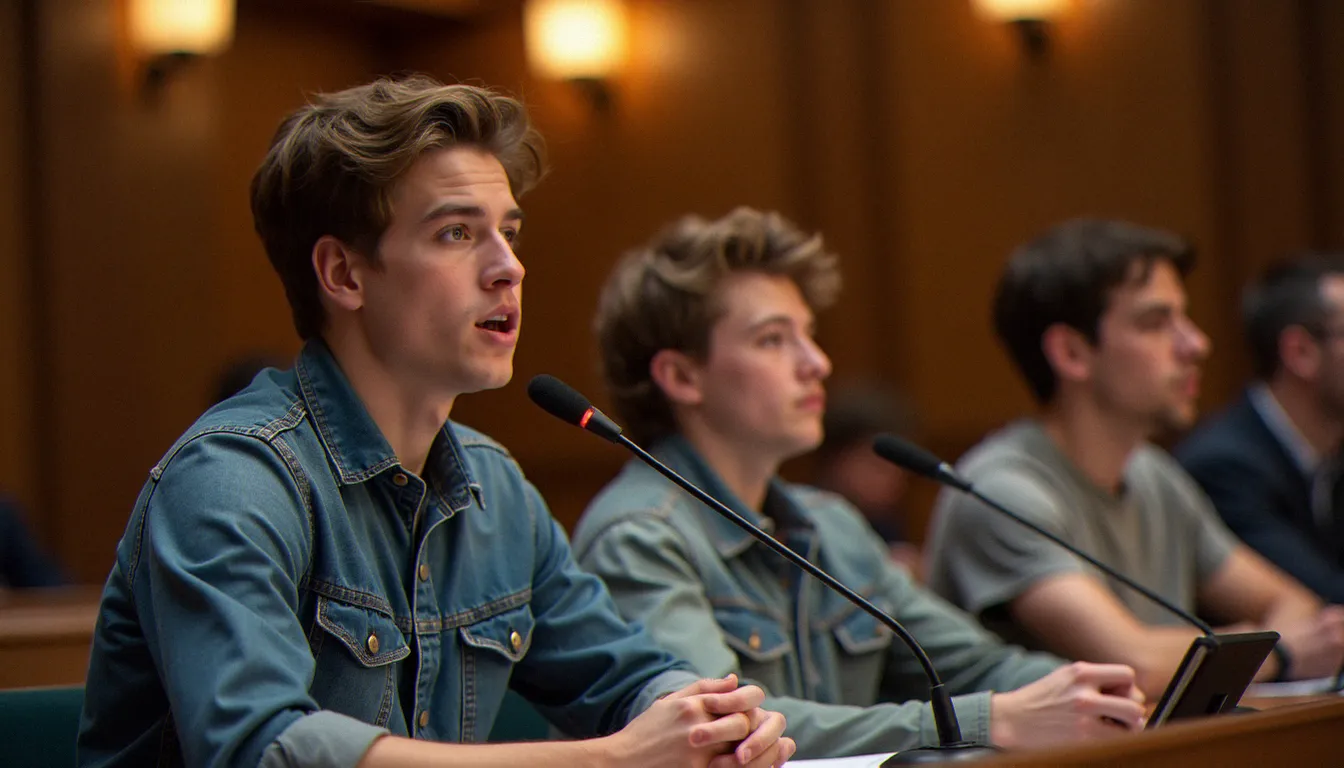 Jeune homme prenant la parole lors d'un conseil municipal des jeunes, illustrant les formes institutionnelles d'engagement citoyen jeune