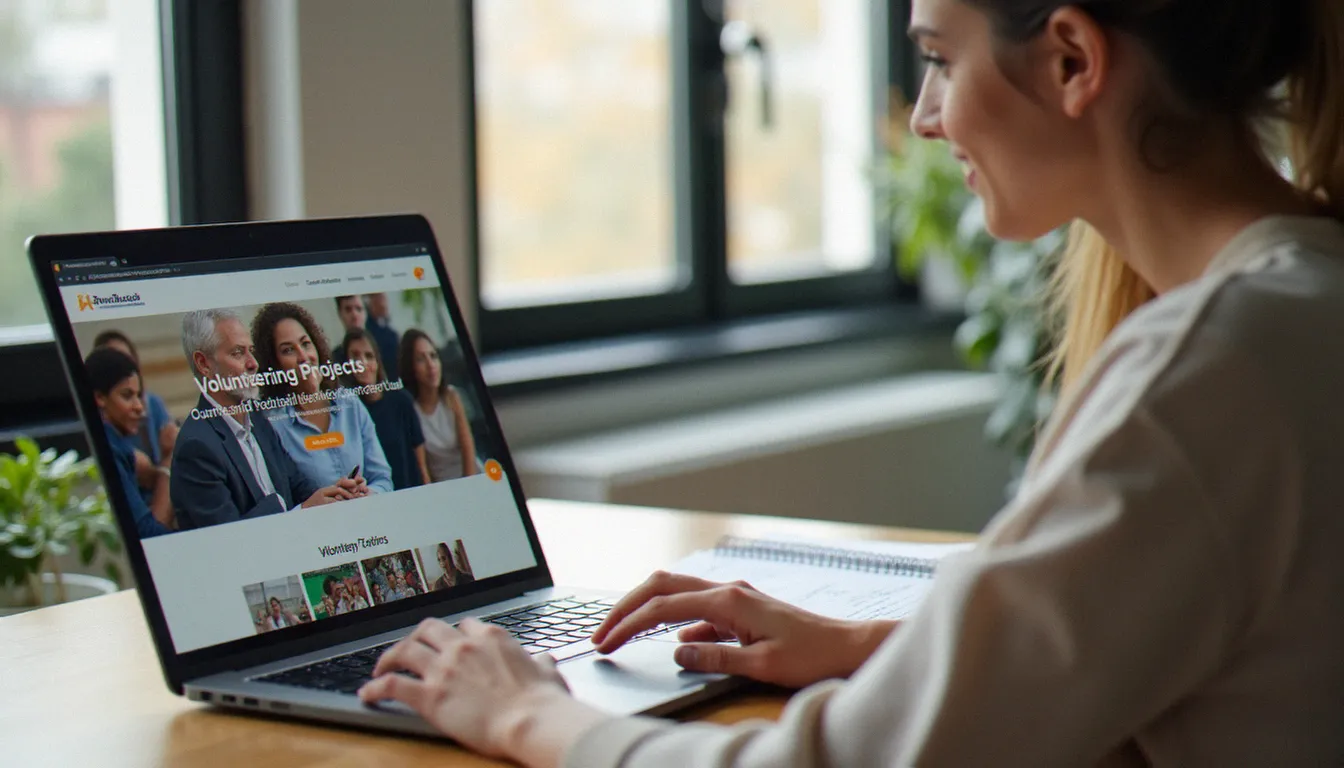 Jeune candidate recherchant une mission de volontariat européen ESC sur un portail en ligne, illustrant les démarches de candidature au Corps européen de solidarité