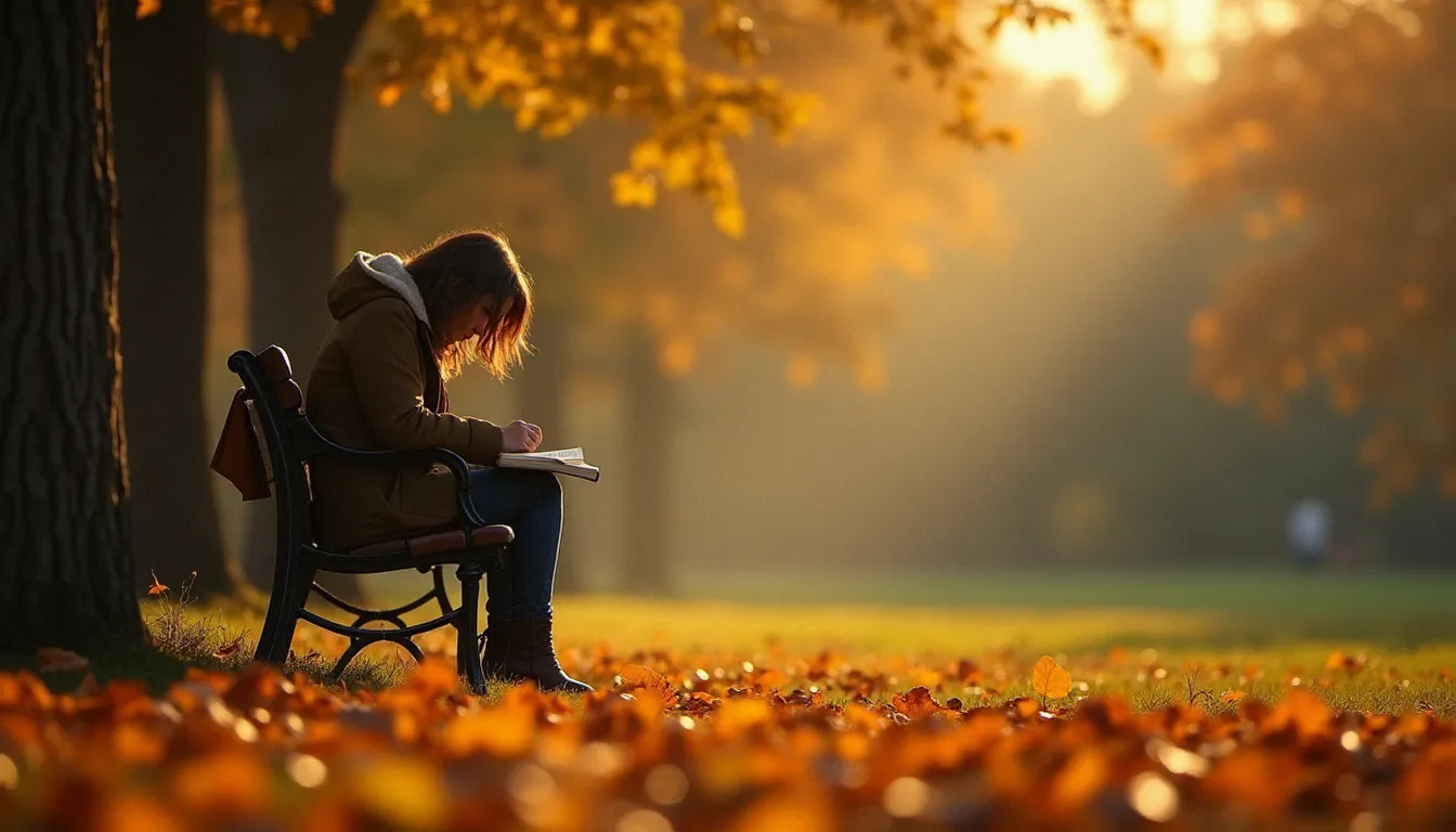 Personne seule sur un banc en automne, dans une attitude de recueillement et de réflexion intérieure, illustrant la dimension personnelle de la quête spirituelle
